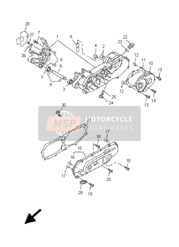 Yamaha CW50L BWS 2007 Crankcase for a 2007 Yamaha CW50L BWS